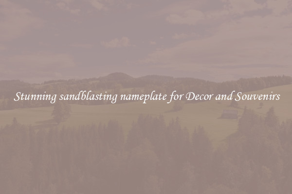 Stunning sandblasting nameplate for Decor and Souvenirs