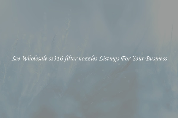 See Wholesale ss316 filter nozzles Listings For Your Business