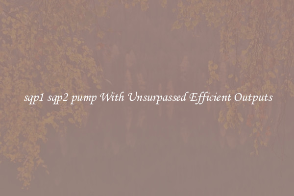 sqp1 sqp2 pump With Unsurpassed Efficient Outputs